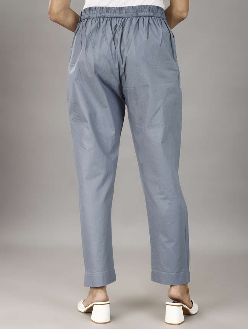 women solid mid rise trouser - 21483427 -  Standard Image - 3