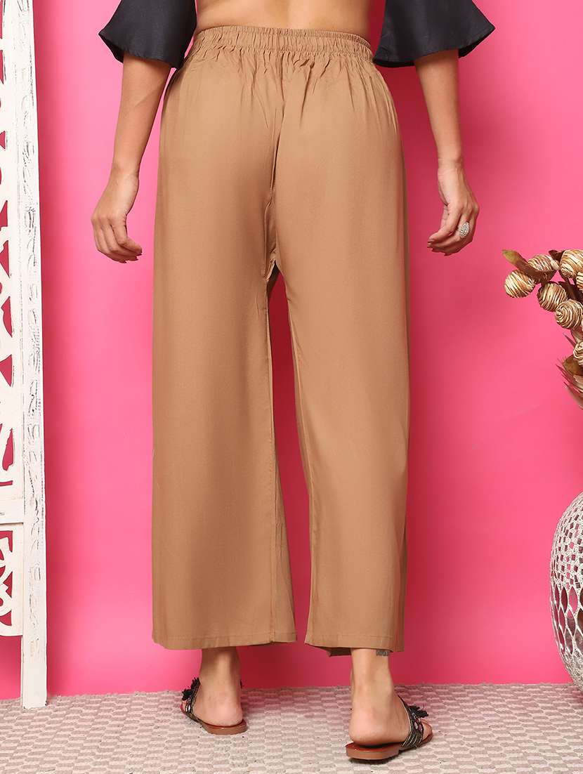 women solid rayon straight palazzo - 21483488 -  Standard Image - 3