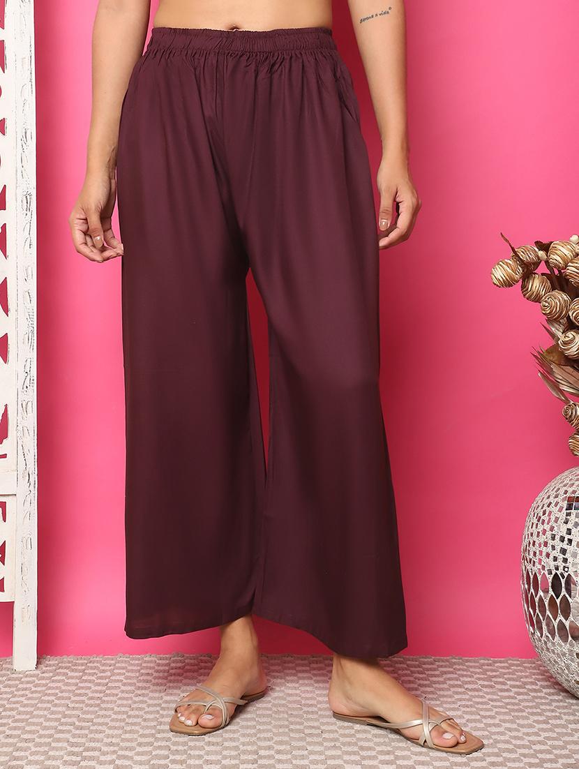 women solid rayon straight palazzo - 21483489 - Zoom Image - 0