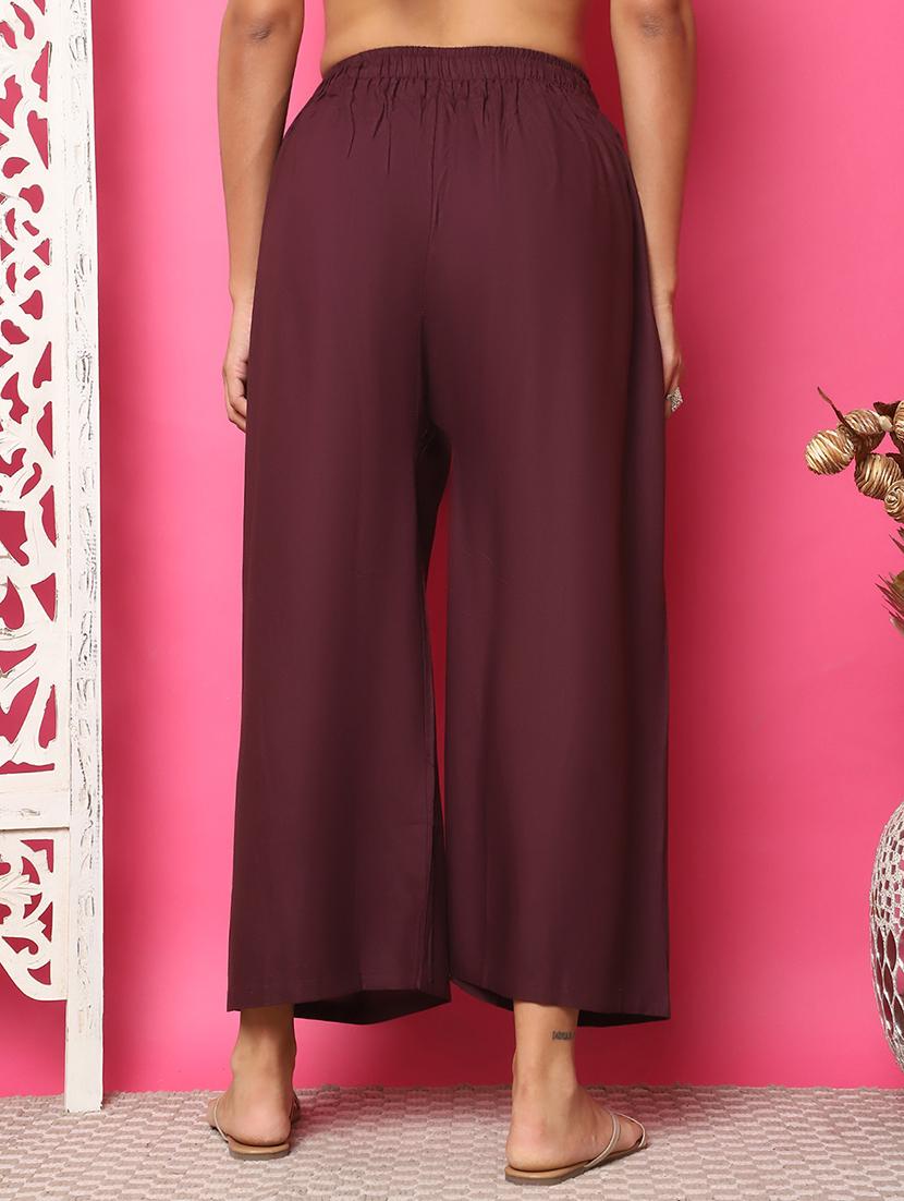 women solid rayon straight palazzo - 21483489 - Standard Image - 3