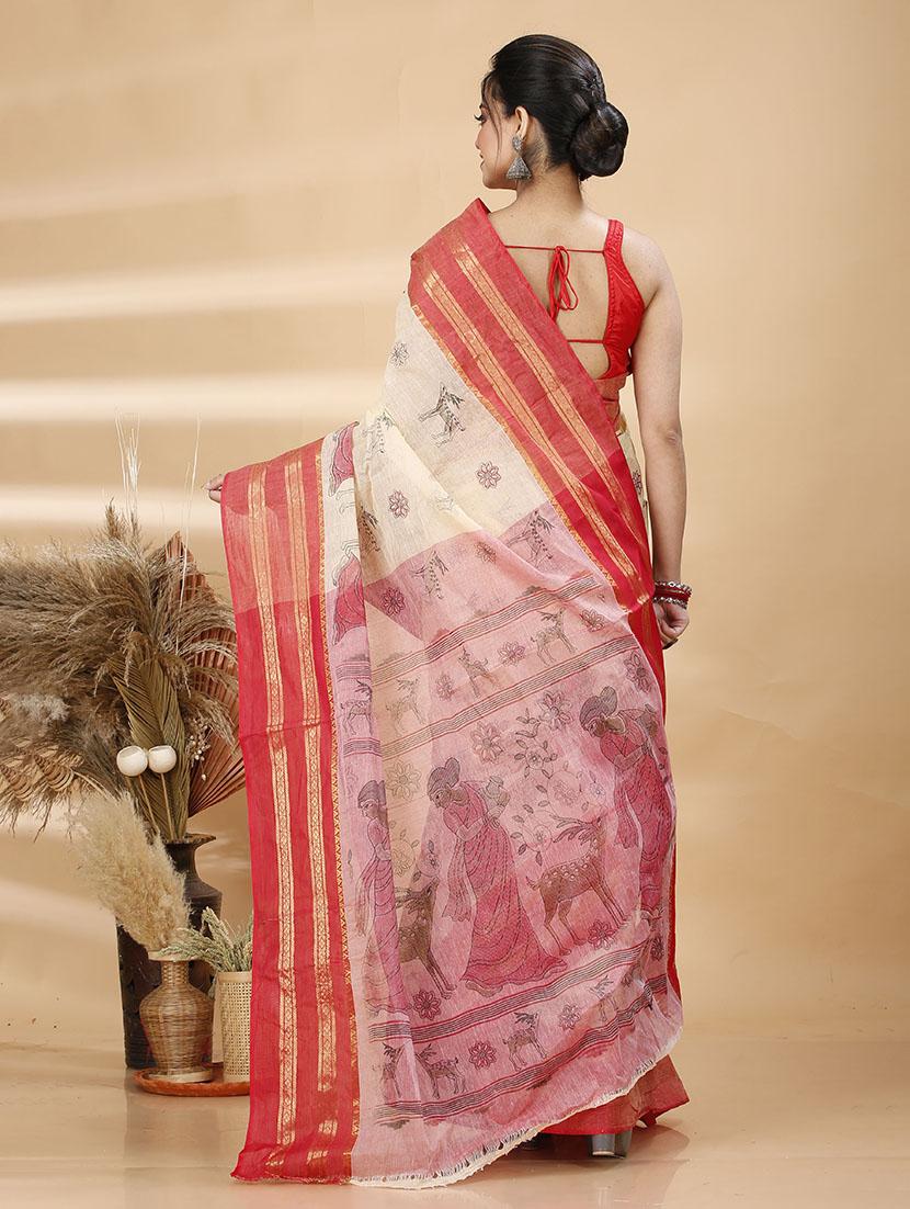 women self design tant saree - 21483555 - Standard Image - 3