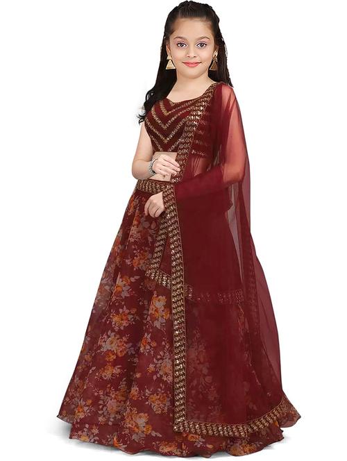girls floral print lehenga choli with dupatta - 21483827 - Standard Image - 0
