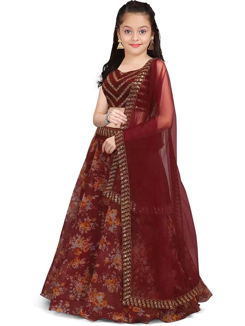 girls floral print lehenga choli with dupatta - 21483827 - Zoom Image - 0