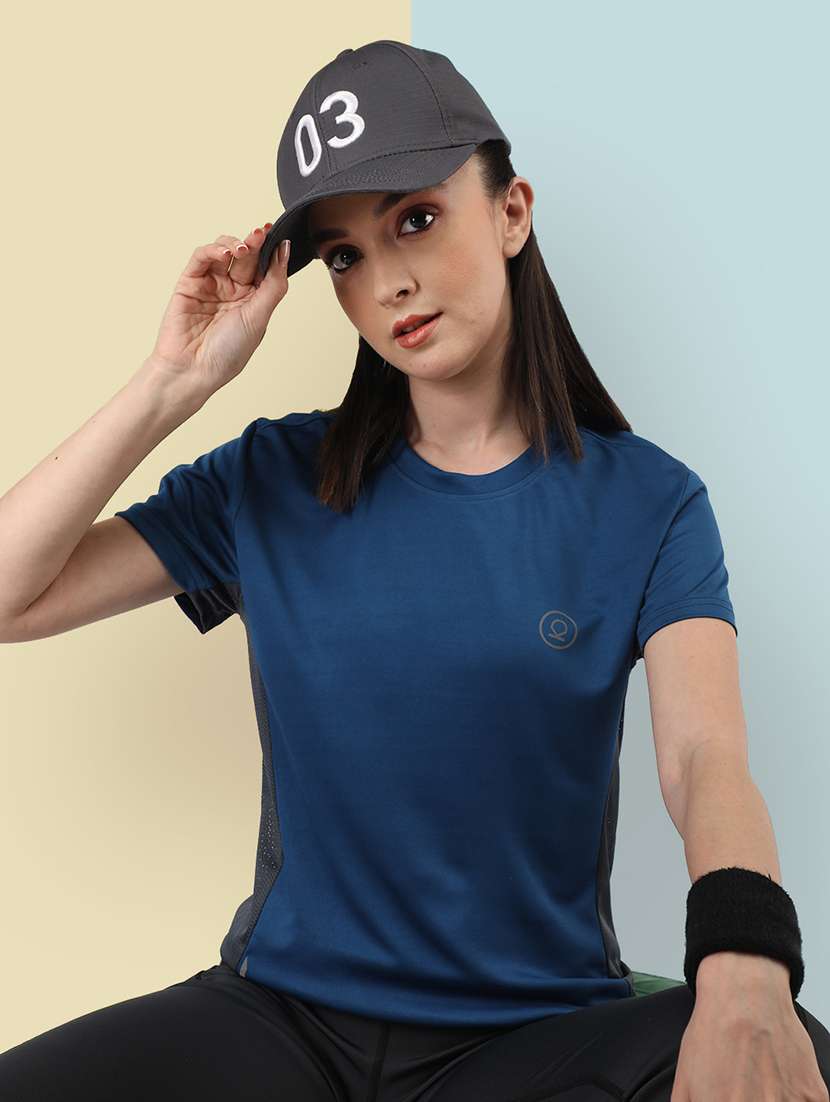 women blue polyester regular t-shirt