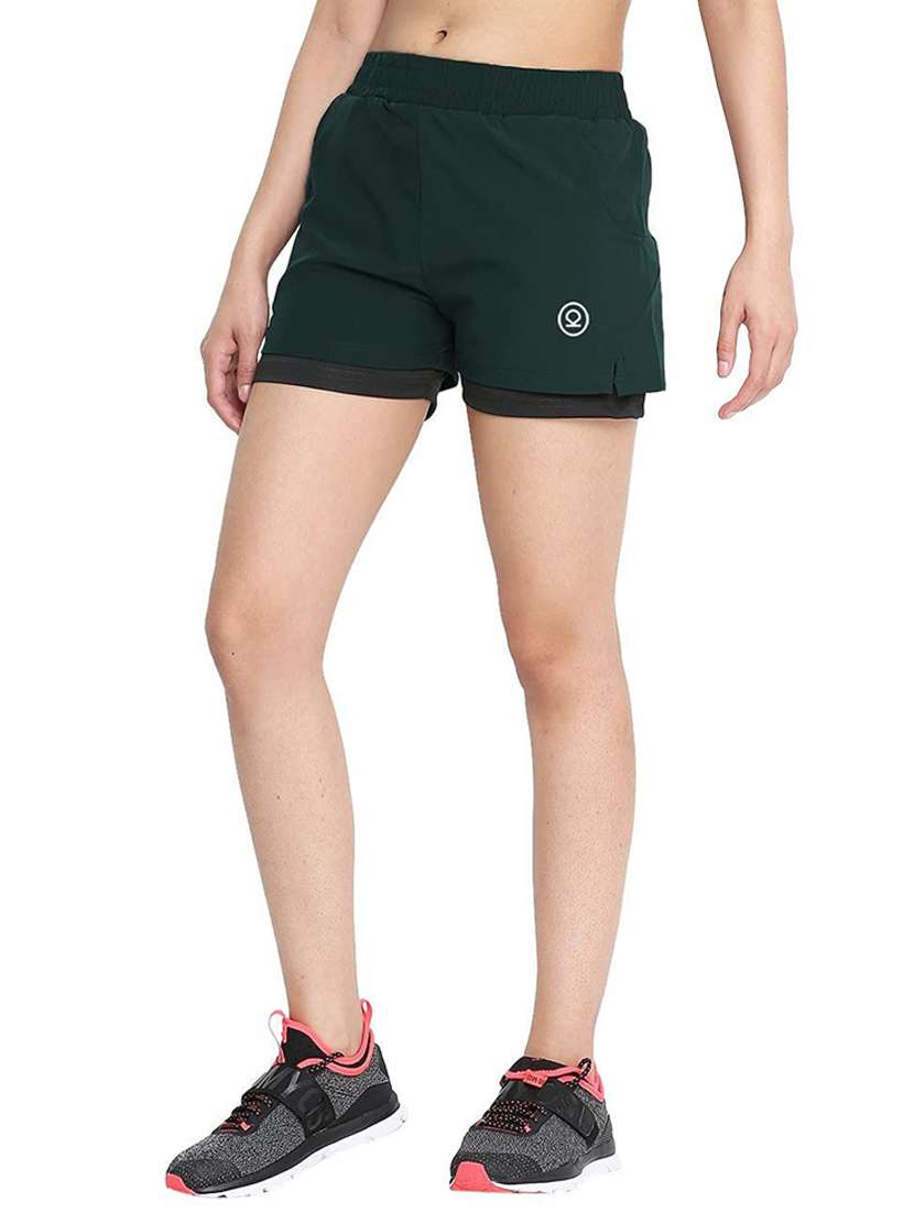women mid-rise solid sports shorts