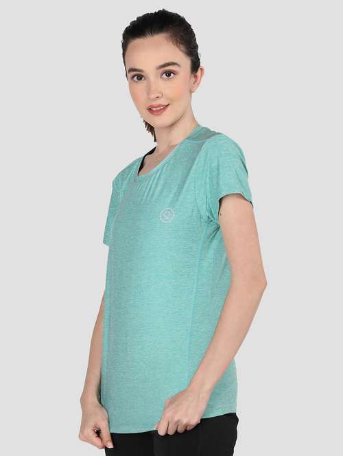 women sea green polyester regular t-shirt - 21484051 -  Standard Image - 0
