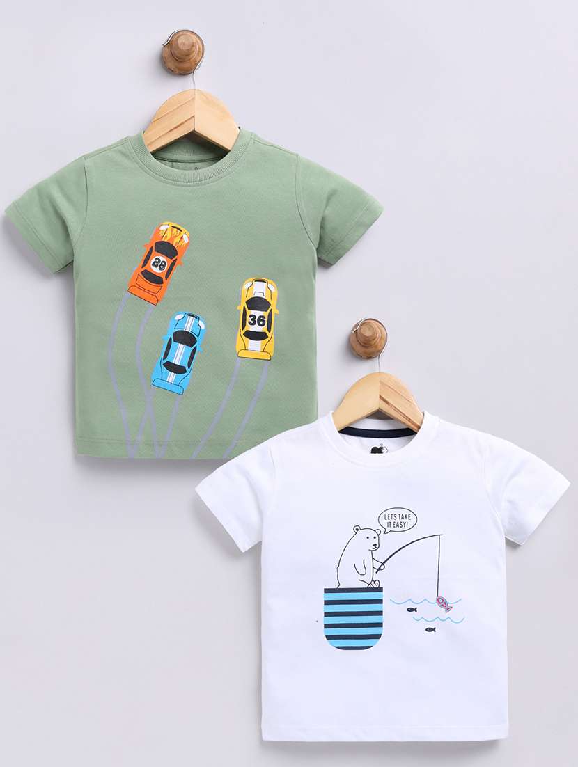 pack of 2 kids multi colored cotton t-shirt