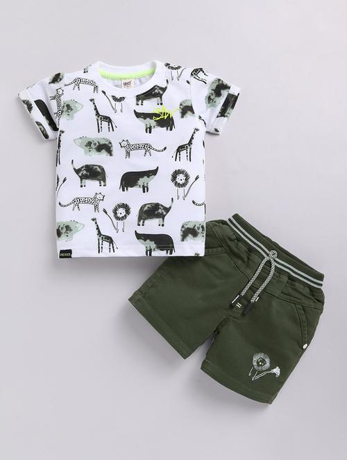 kids white cotton blend shorts set - 21484544 - Standard Image - 0
