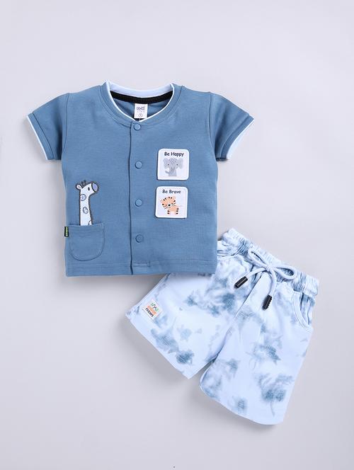 kids blue cotton shorts set - 21484560 - Standard Image - 0