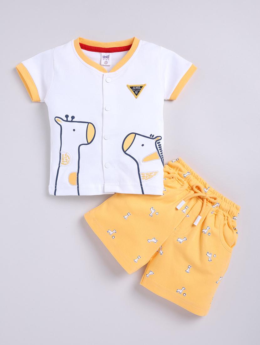 kids white cotton shorts set - 21484565 - Zoom Image - 0