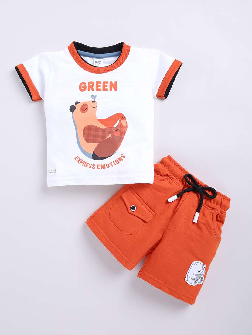 kids white cotton shorts set - 21484569 - Zoom Image - 0