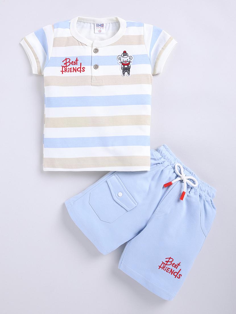 kids white cotton shorts set - 21484597 - Zoom Image - 0
