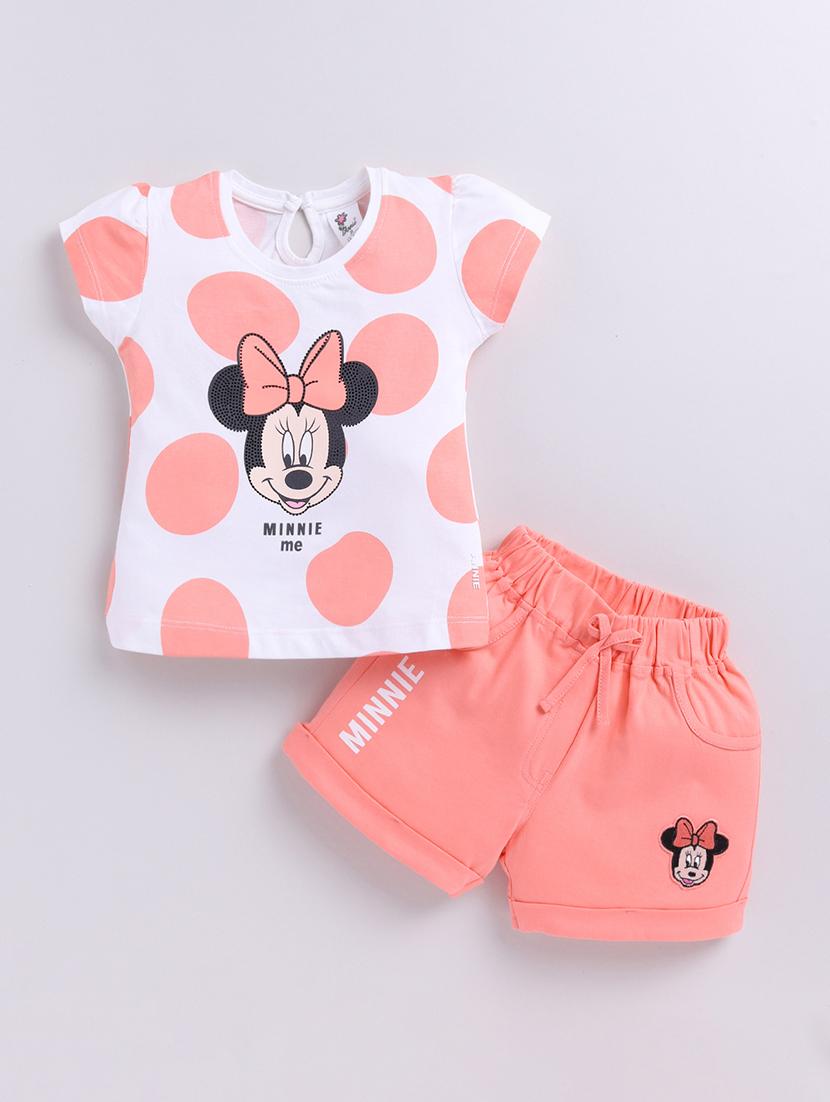 girls cute character printed skirt top set