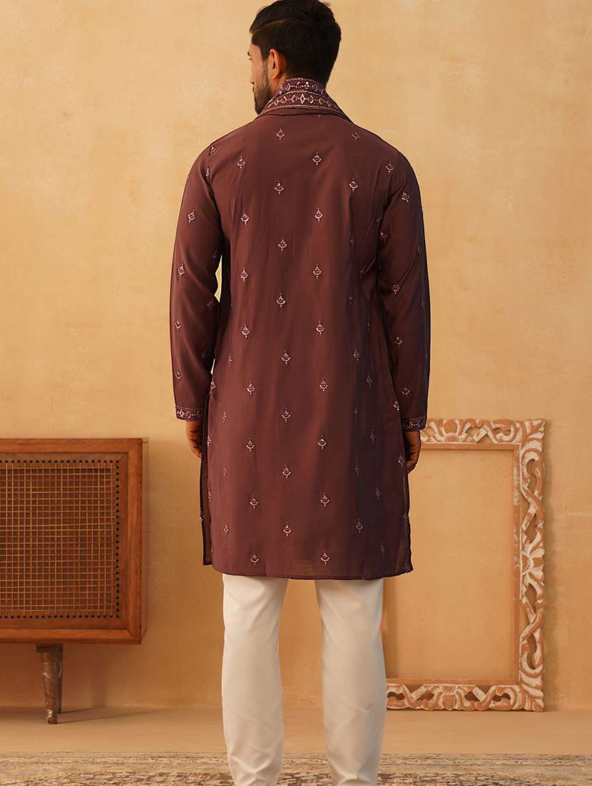 men embroidered kurta pyjama ethnic wear set - 21484717 - Standard Image - 3