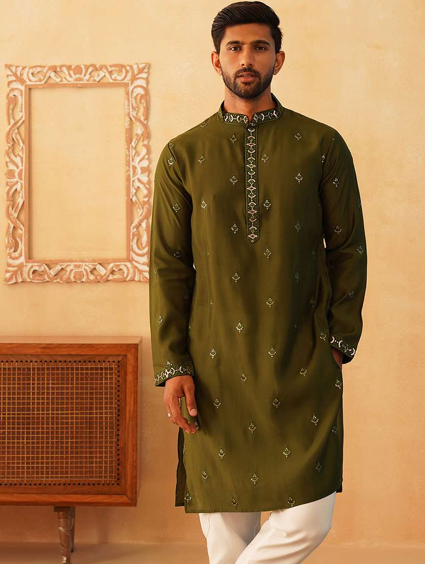 men embroidered kurta pyjama ethnic wear set