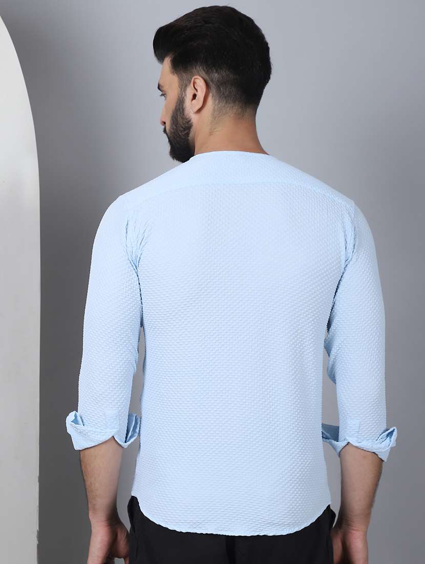 men long sleeved self design casual shirt - 21484728 -  Standard Image - 3