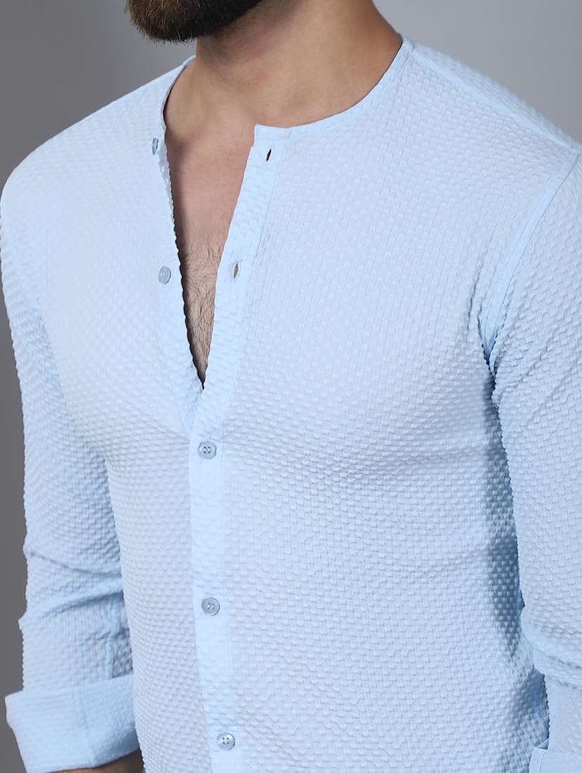 men long sleeved self design casual shirt - 21484728 -  Standard Image - 5