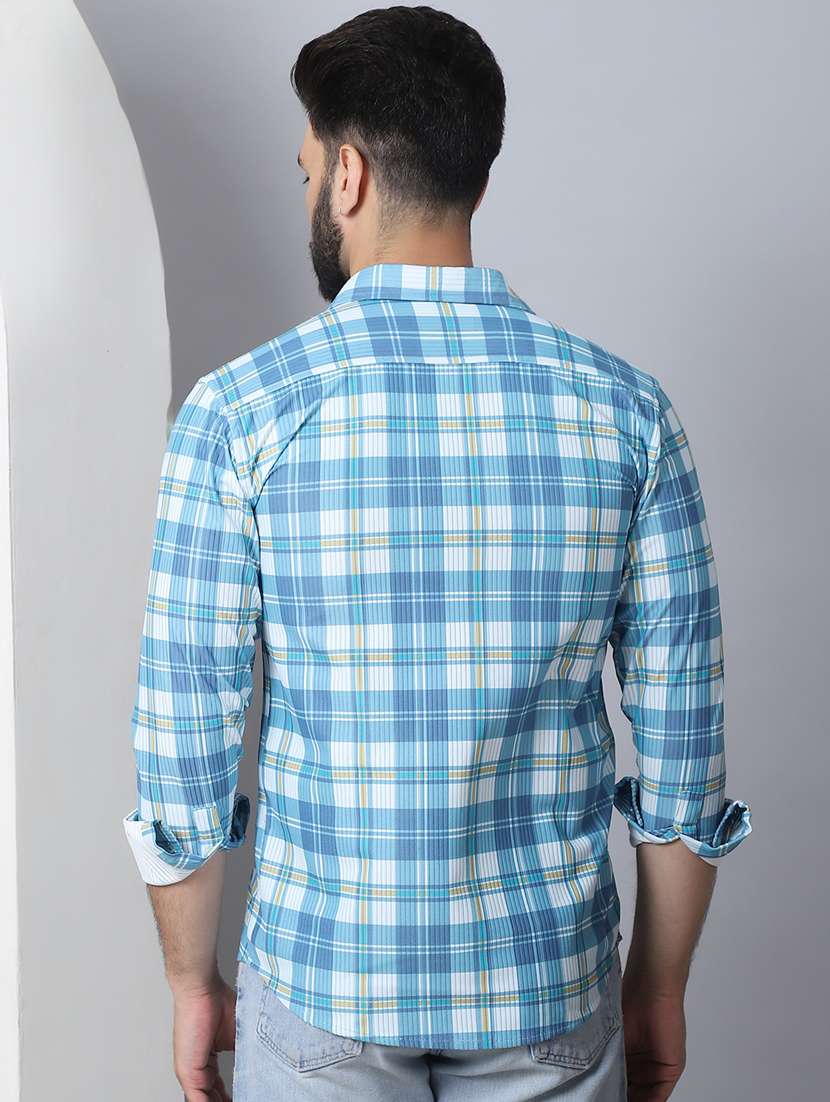 men long sleeved checkered casual shirt - 21484731 -  Standard Image - 3