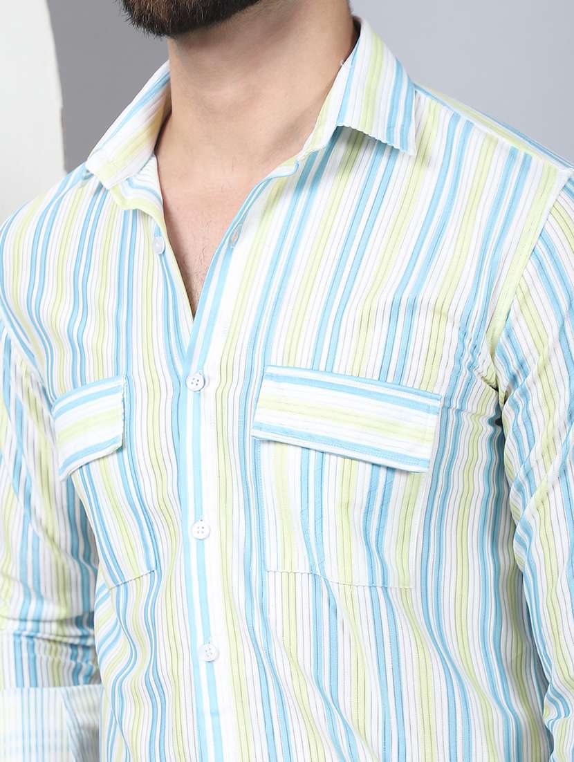 men long sleeved striped casual shirt - 21484733 -  Standard Image - 5