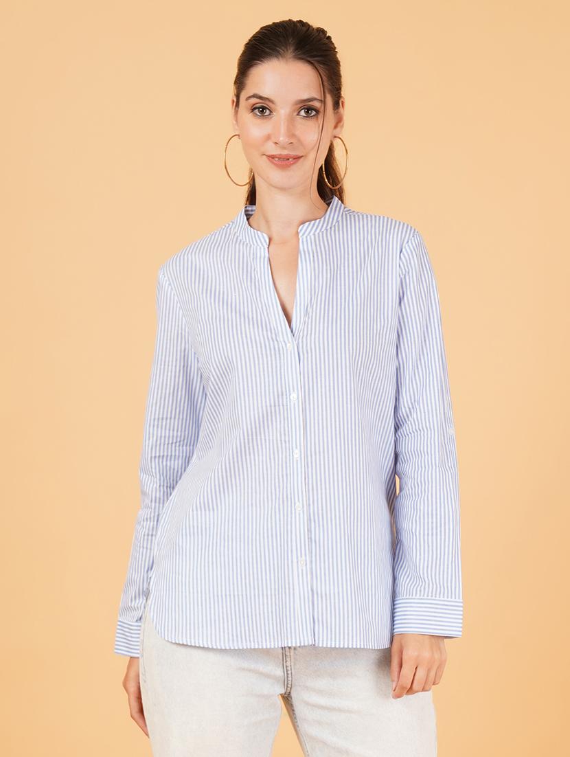 women light blue cotton regular shirt - 21484759 - Zoom Image - 0