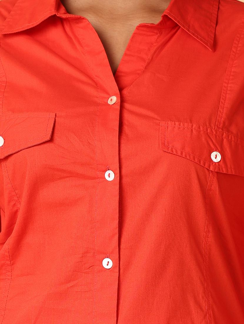 red solid shirt dress - 21484877 - Standard Image - 5