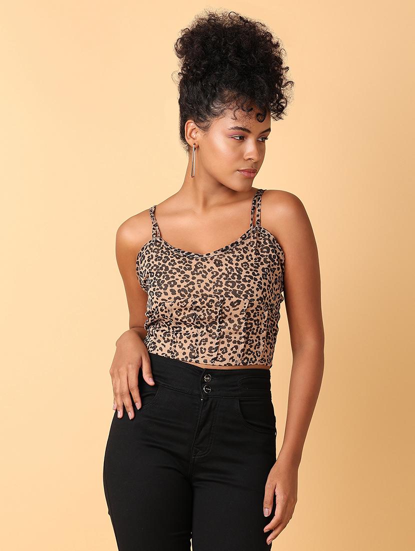 brown animal printed regular top - 21484878 - Zoom Image - 0