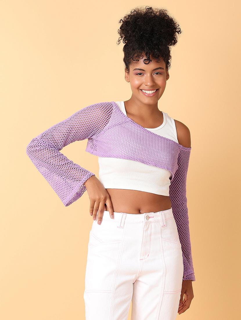 women purple cotton crop top - 21484881 - Zoom Image - 0