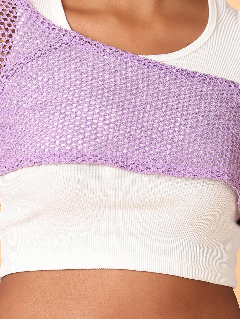 women purple cotton crop top - 21484881 - Standard Image - 5