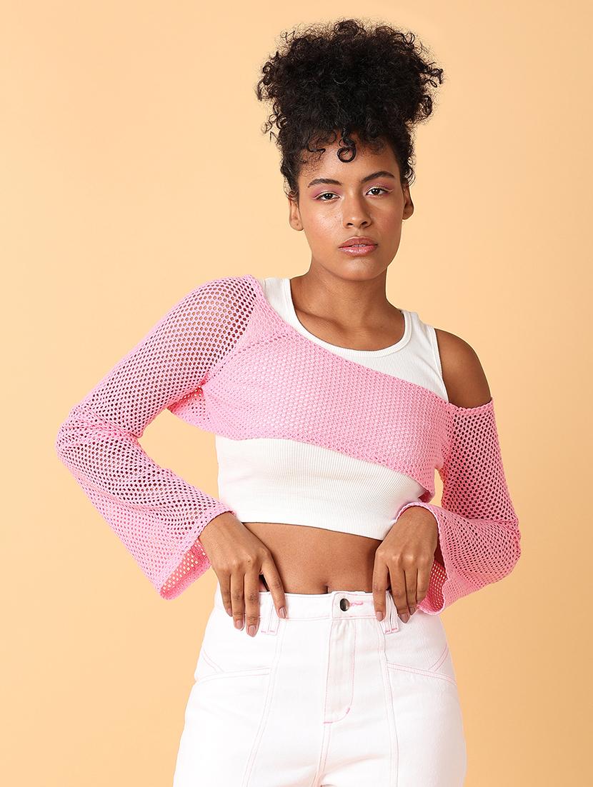 women pink cotton crop top - 21484883 - Zoom Image - 0