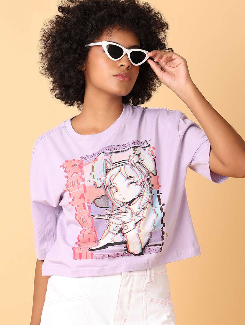 women crew neck graphic crop t-shirt - 21484888 -  Standard Image - 3