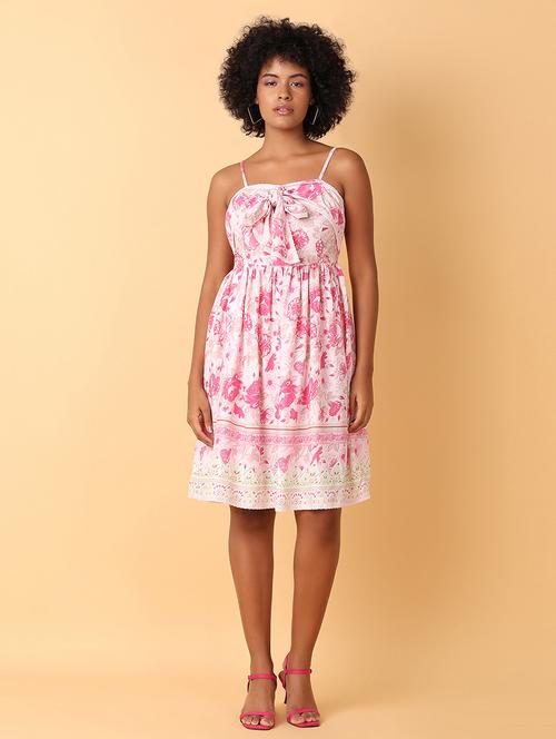 women pink rayon fit & flare dress - 21484892 -  Standard Image - 0