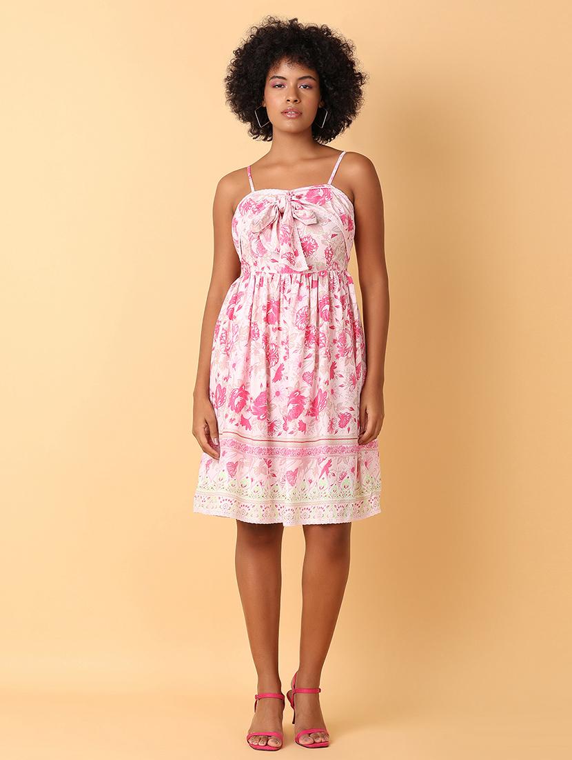 women pink rayon fit & flare dress - 21484892 -  Zoom Image - 0
