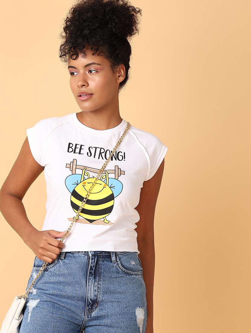 women crew neck graphic crop t-shirt - 21484897 -  Standard Image - 3