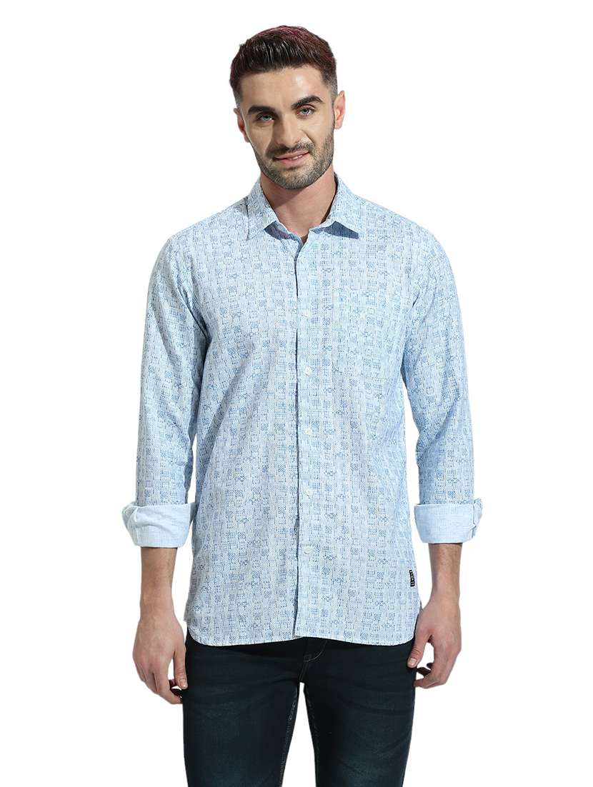 men long sleeved printed casual shirt - 21484997 - Zoom Image - 0