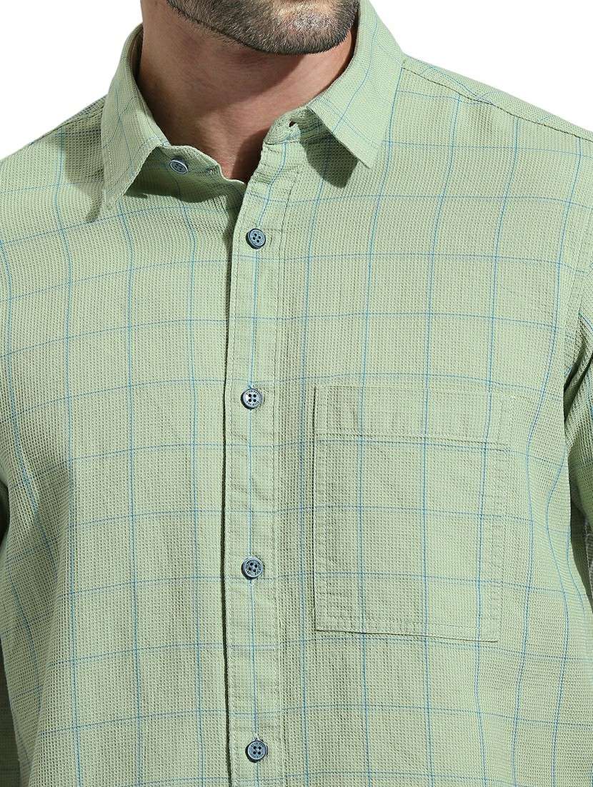 men short sleeved checkered casual shirt - 21485011 - Standard Image - 5