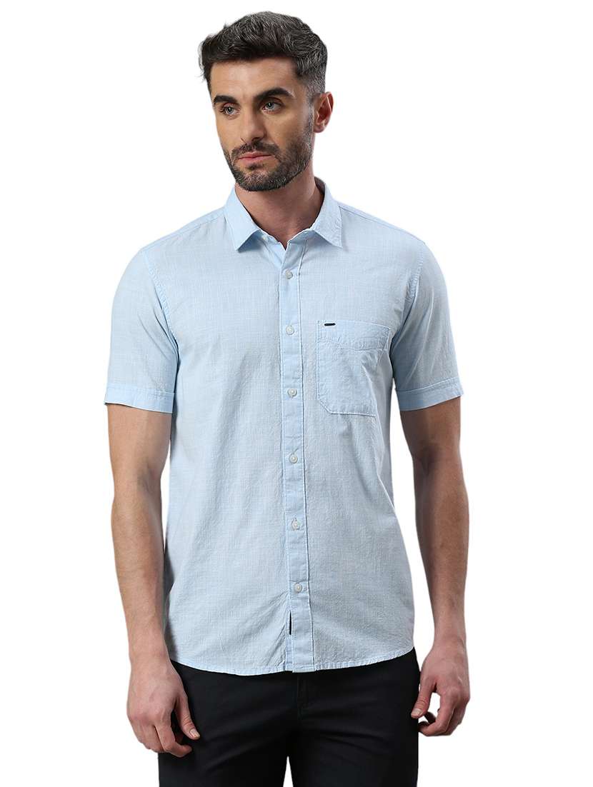 men short sleeved solid casual shirt - 21485023 - Zoom Image - 0