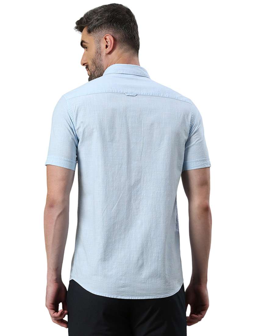 men short sleeved solid casual shirt - 21485023 - Standard Image - 3