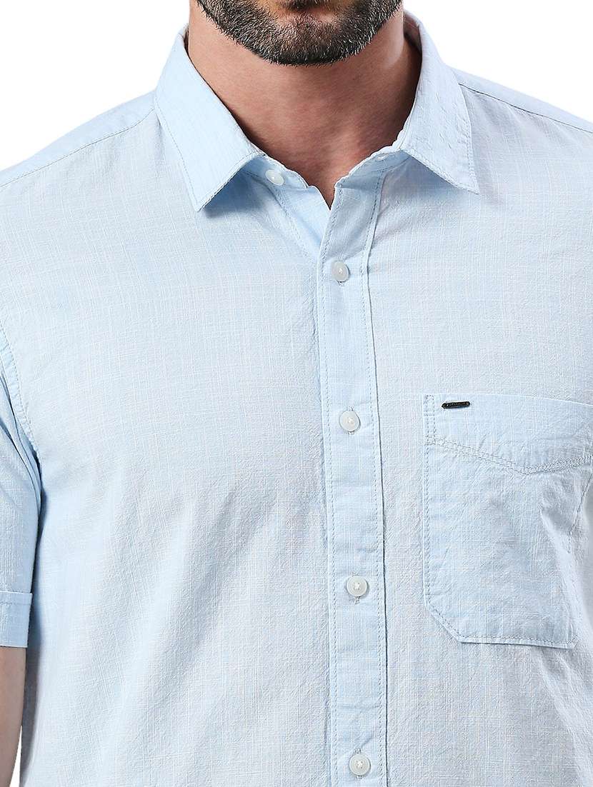 men short sleeved solid casual shirt - 21485023 - Standard Image - 5