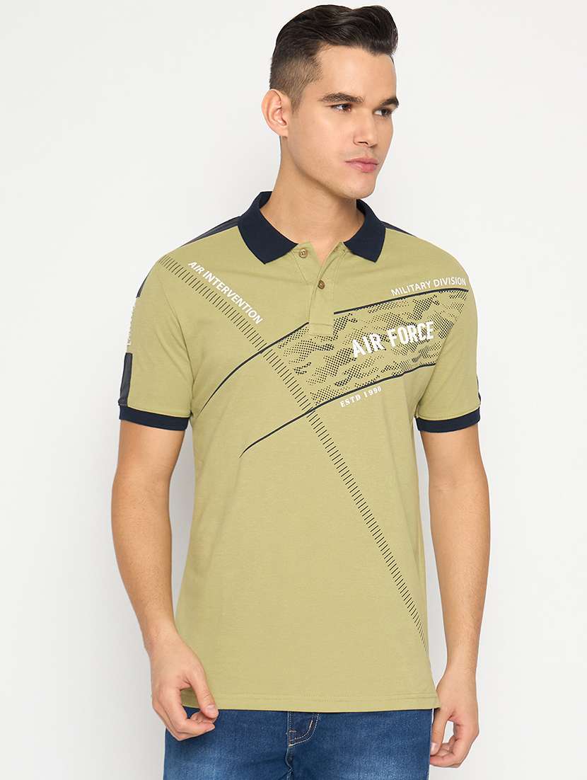 men printed short sleeve polo t-shirt