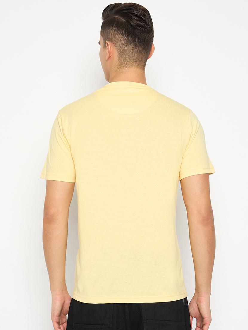 men yellow cotton blend chest print t-shirt - 21485169 - Standard Image - 3