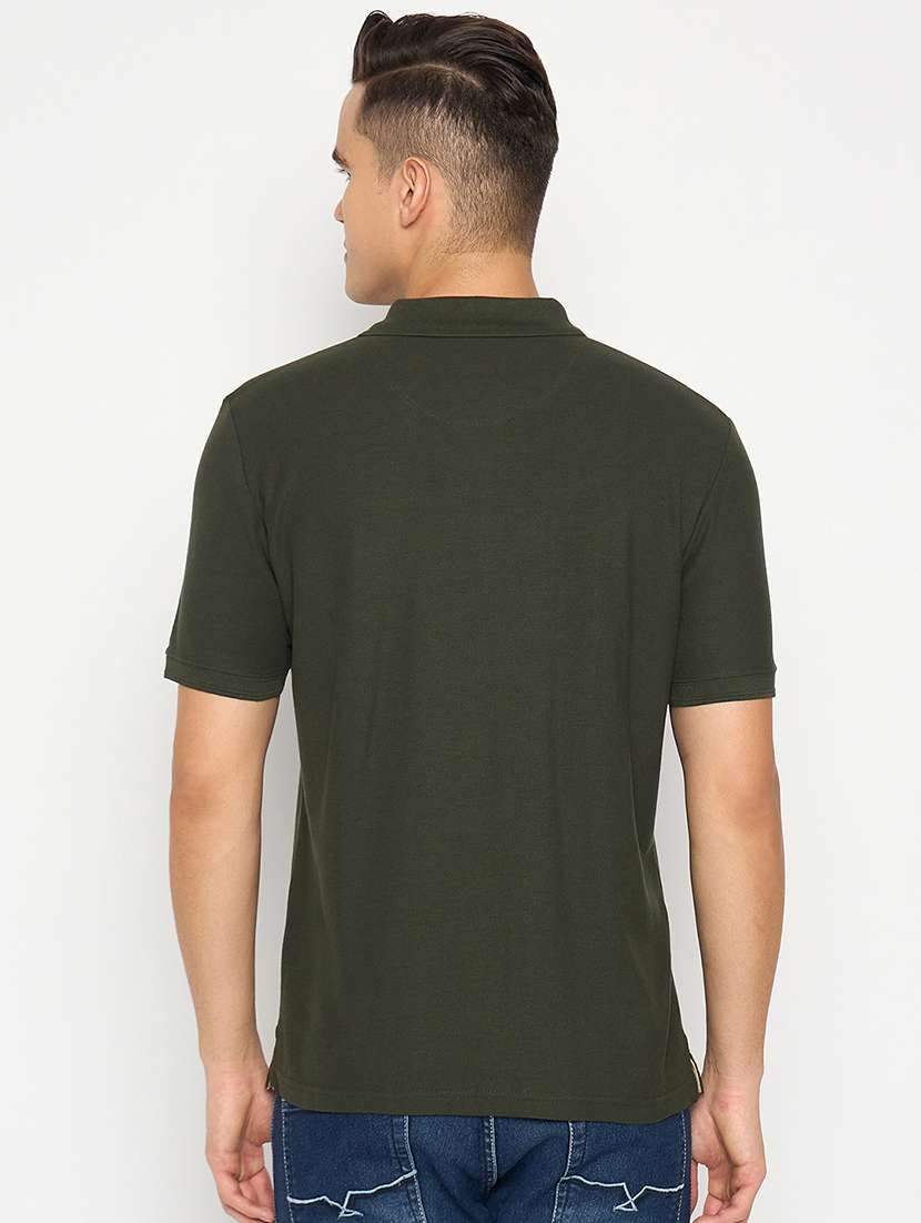 men green plain t-shirt - 21485176 - Standard Image - 3