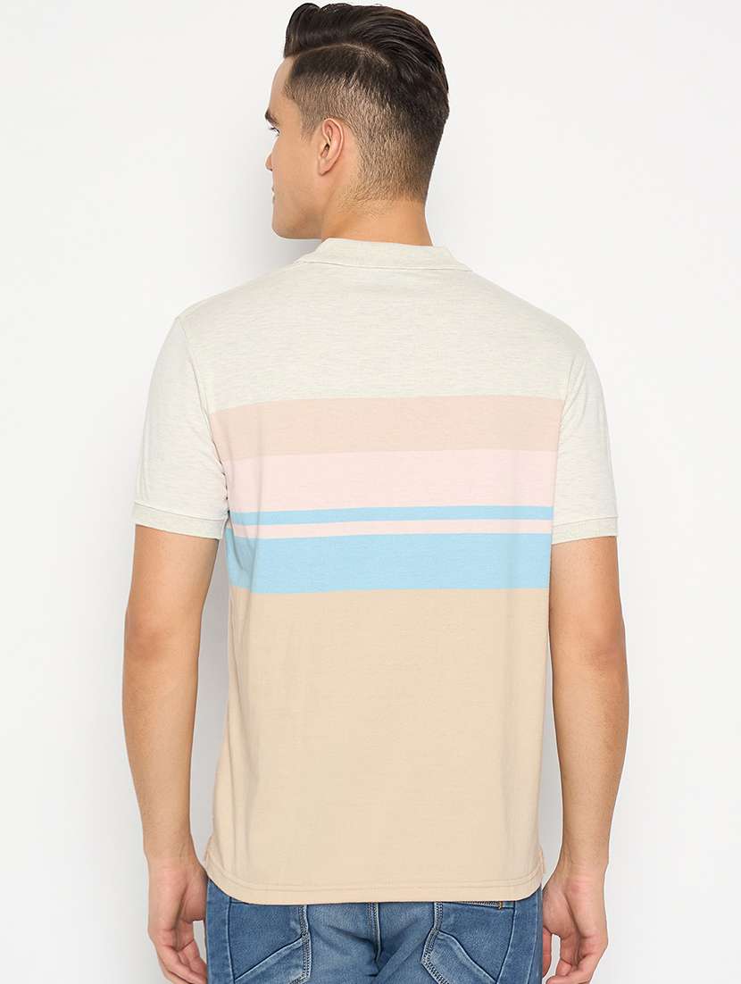 men color block short sleeve polo t-shirt - 21485183 -  Standard Image - 3