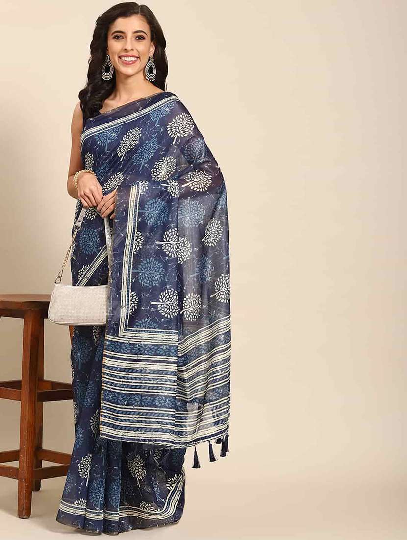 women printed saree with blouse