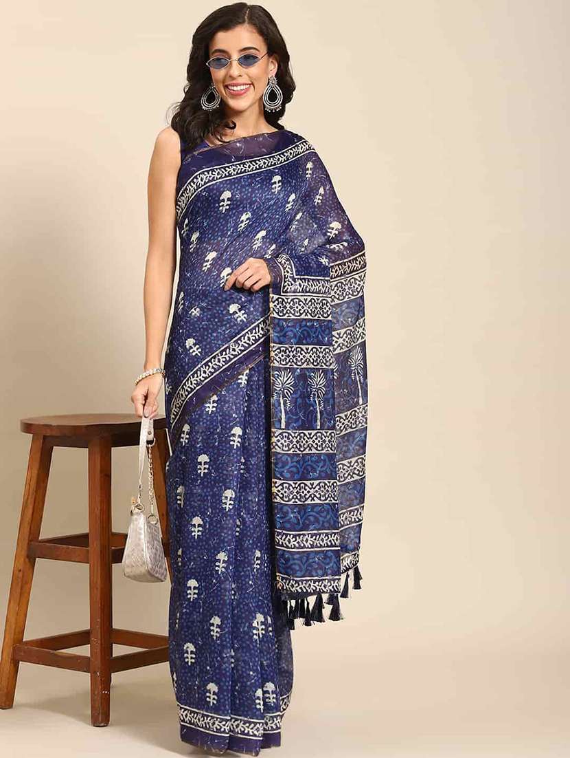 women printed saree with blouse