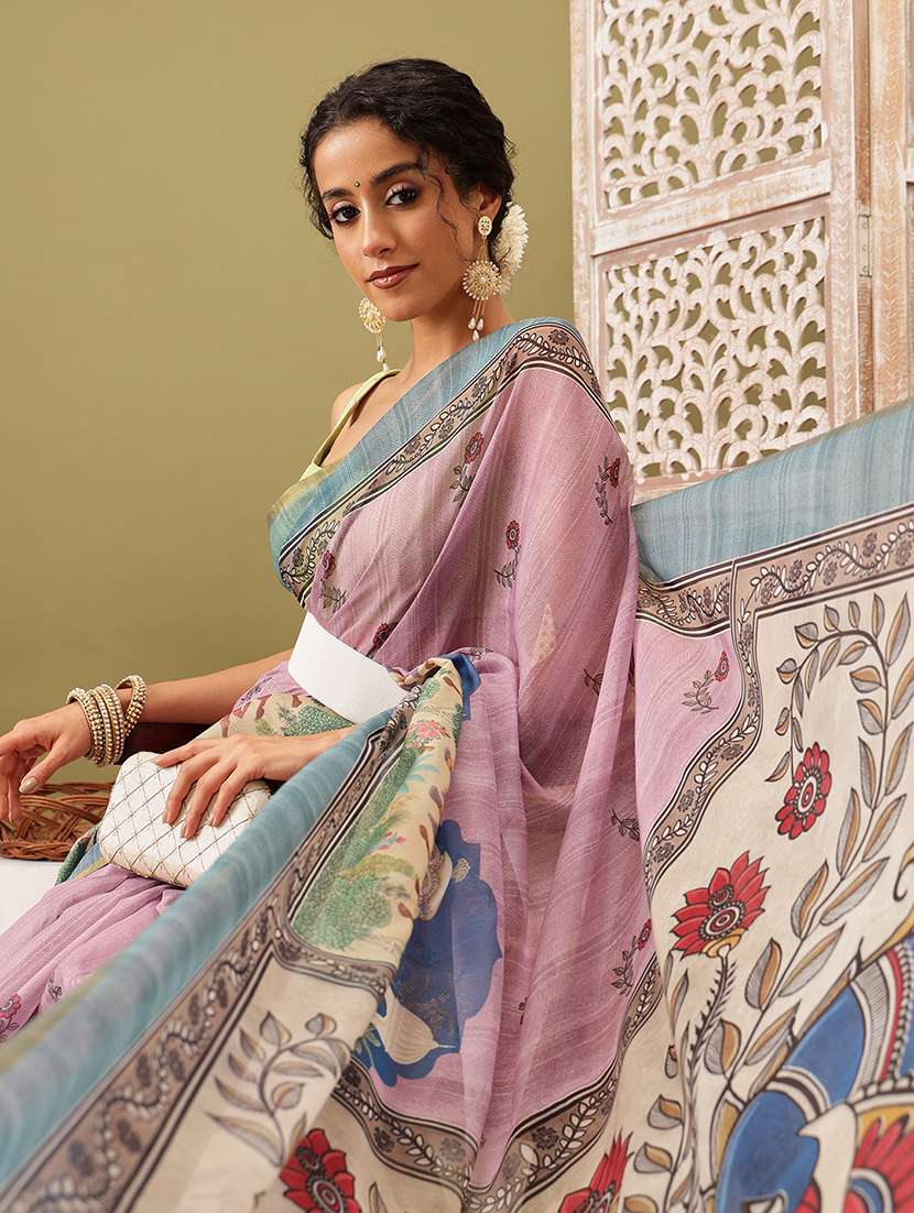 pink cotton blend maheshwari saree - 21485435 -  Standard Image - 3