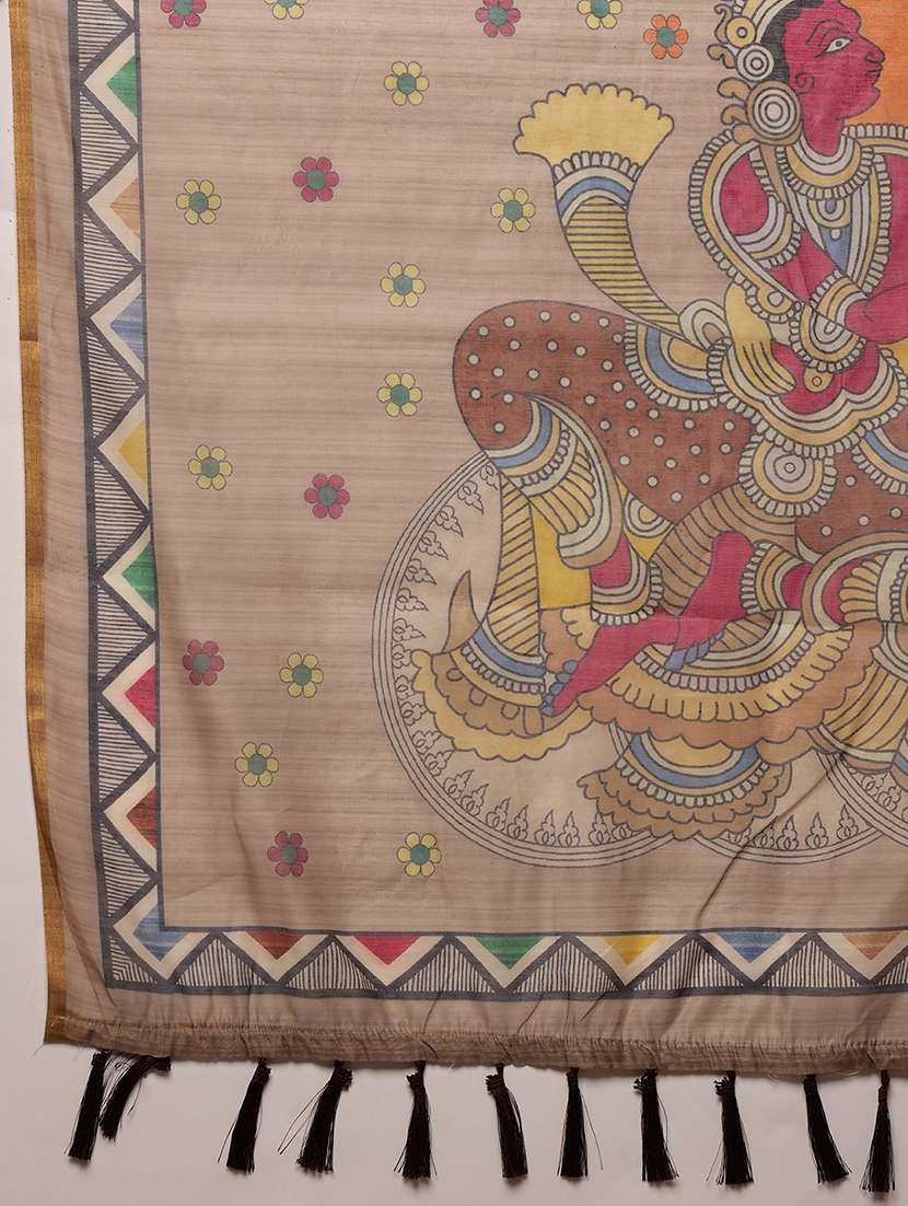 beige cotton blend maheshwari saree - 21485437 -  Standard Image - 3