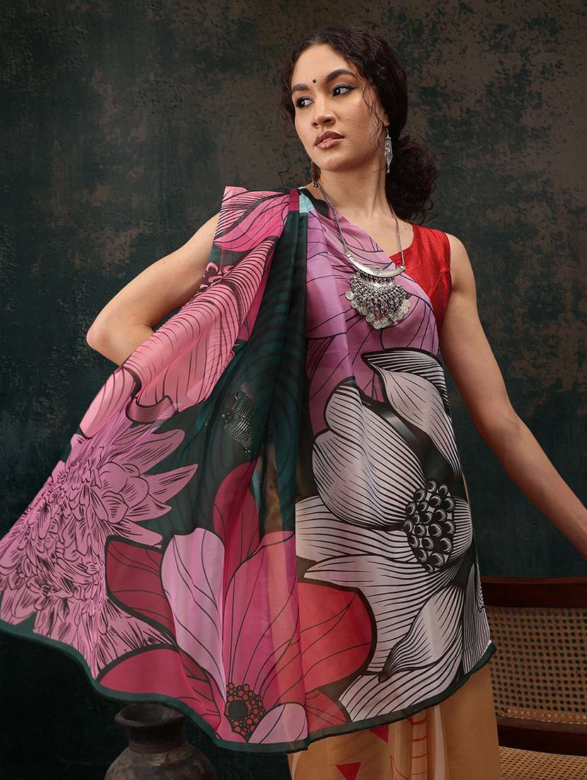 women floral printed saree - 21485499 -  Standard Image - 3