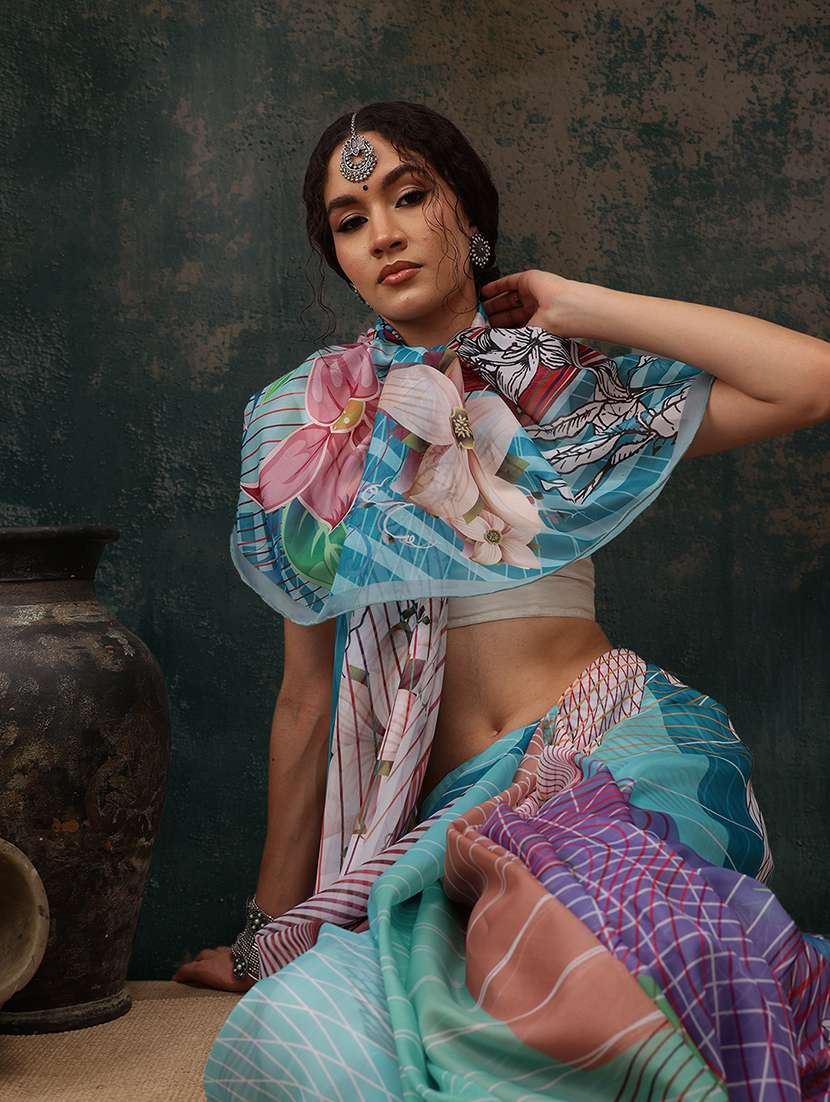 women multi color printed saree - 21485501 -  Standard Image - 3