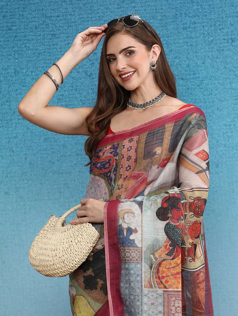 women printed bordered saree - 21485766 -  Standard Image - 3