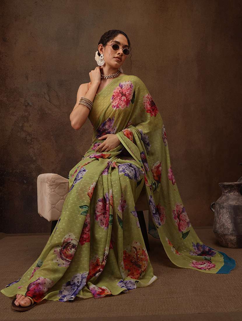women printed casual saree with blouse  - 21485866 -  Standard Image - 3